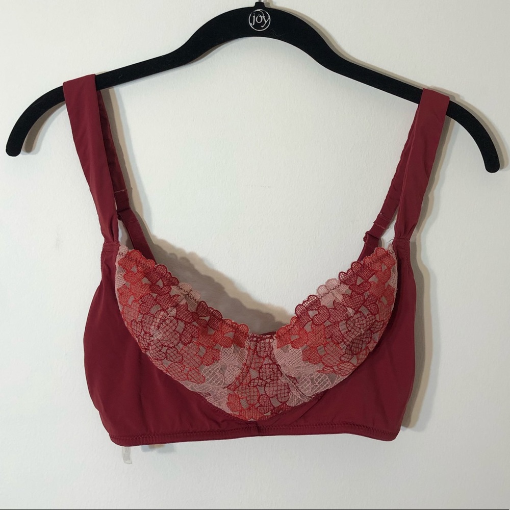 Free People Lace/Mesh Heart Embroidered Bralette
